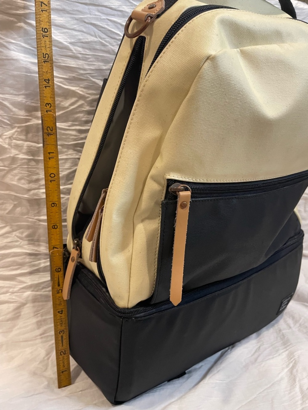 Petunia Pickle Bottom Axis Backpack, Black Cream Minimal Chic Baby Bag - Picture 6 of 16